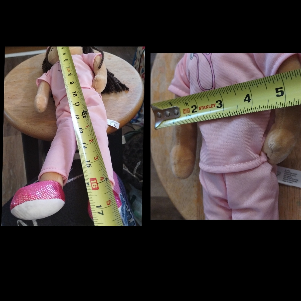 Petting Zoo Nurse Rag Doll 17" Tall Pink Uniform, Shiny Sneakers - Picture 13 of 15